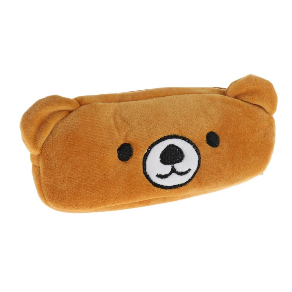 Cute Plush Pencil Bag Pencil Holder Pouch Cartoon Animal Pen Bag Bear
