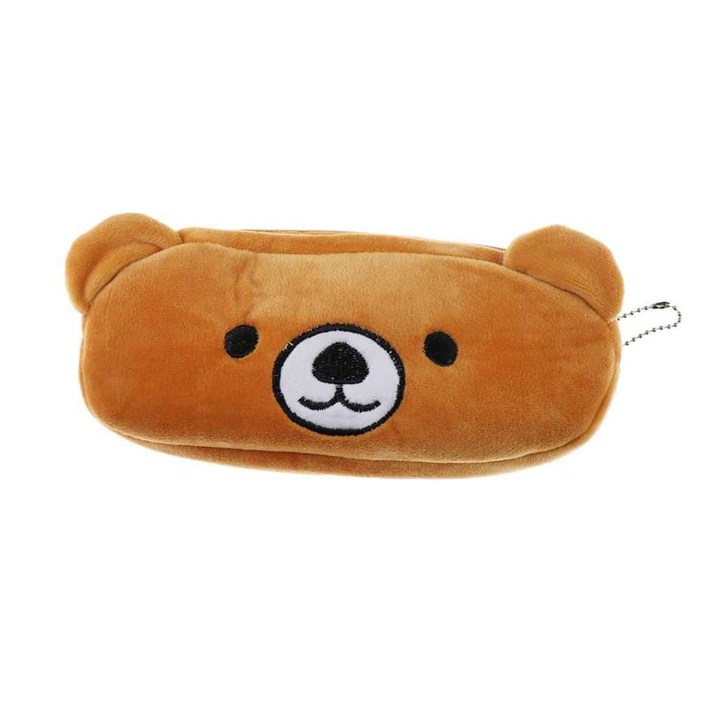 Cute Plush Pencil Bag Pencil Holder Pouch Cartoon Animal Pen Bag Bear