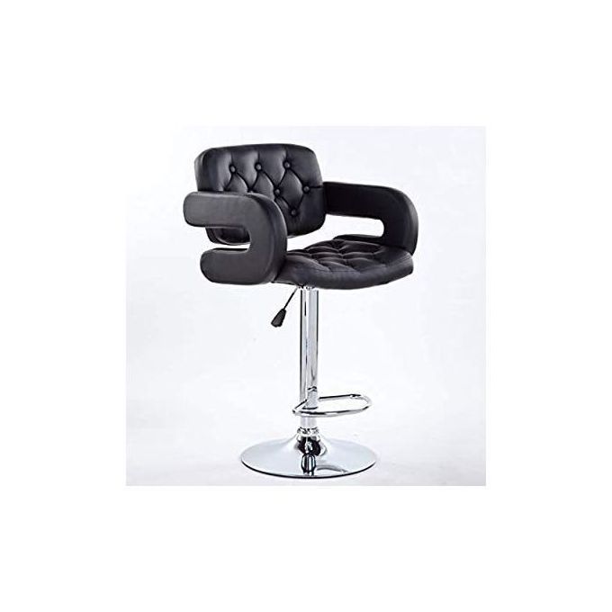 Large Comfy 360° Swivel Button Bar Stool - Black
