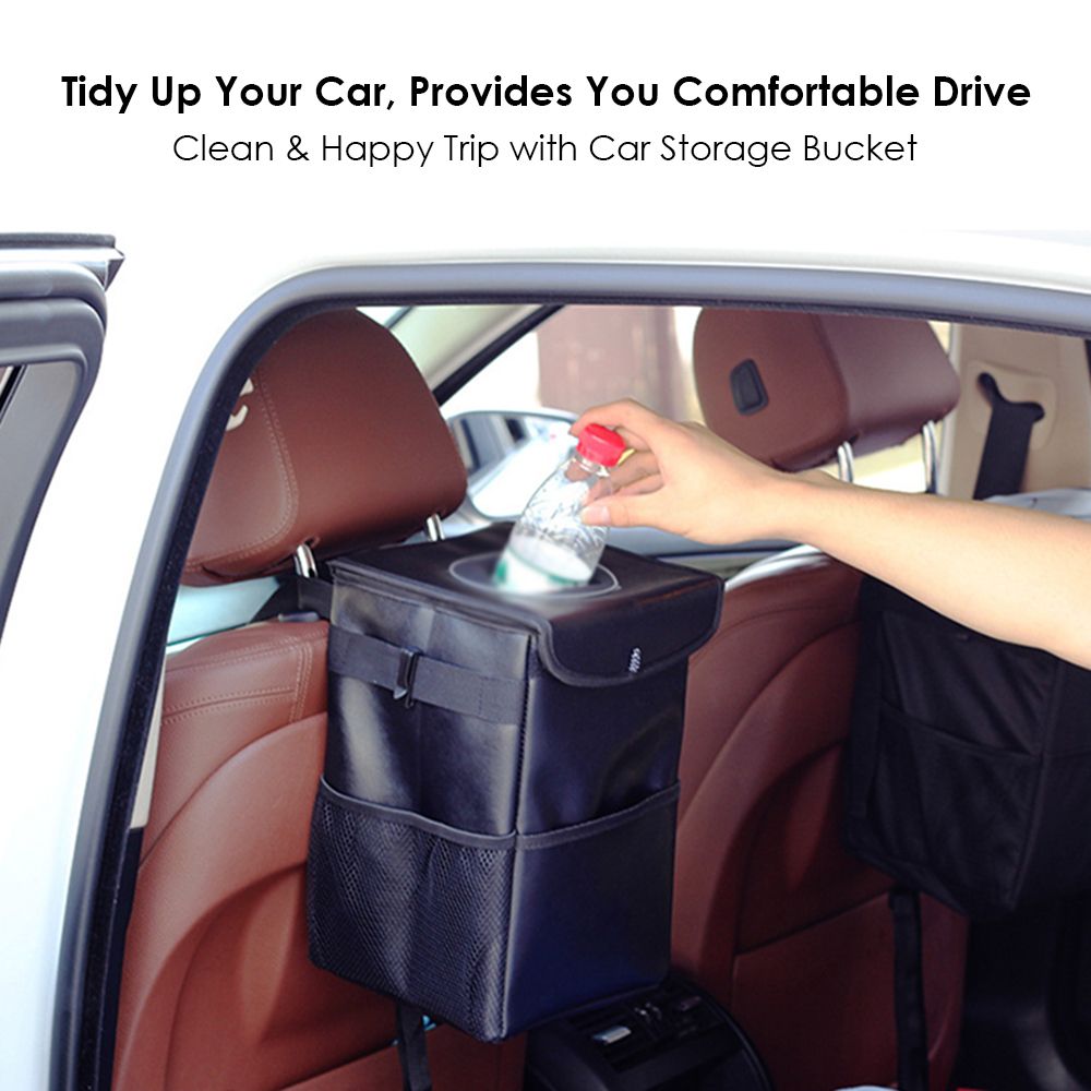 Car Chair Back Storage Rack Bucket Foldable Adjustable Belt