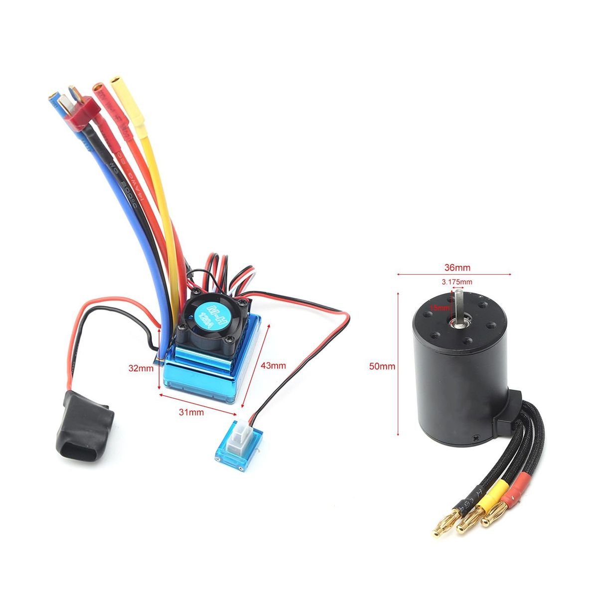 3650 2300KV Brushless Motor & with 120A ESC & Heat Sink Cover Combo Replacement for HSP HPI Wltoys  1:8/1:10 Remote Control Car and Boat Part
