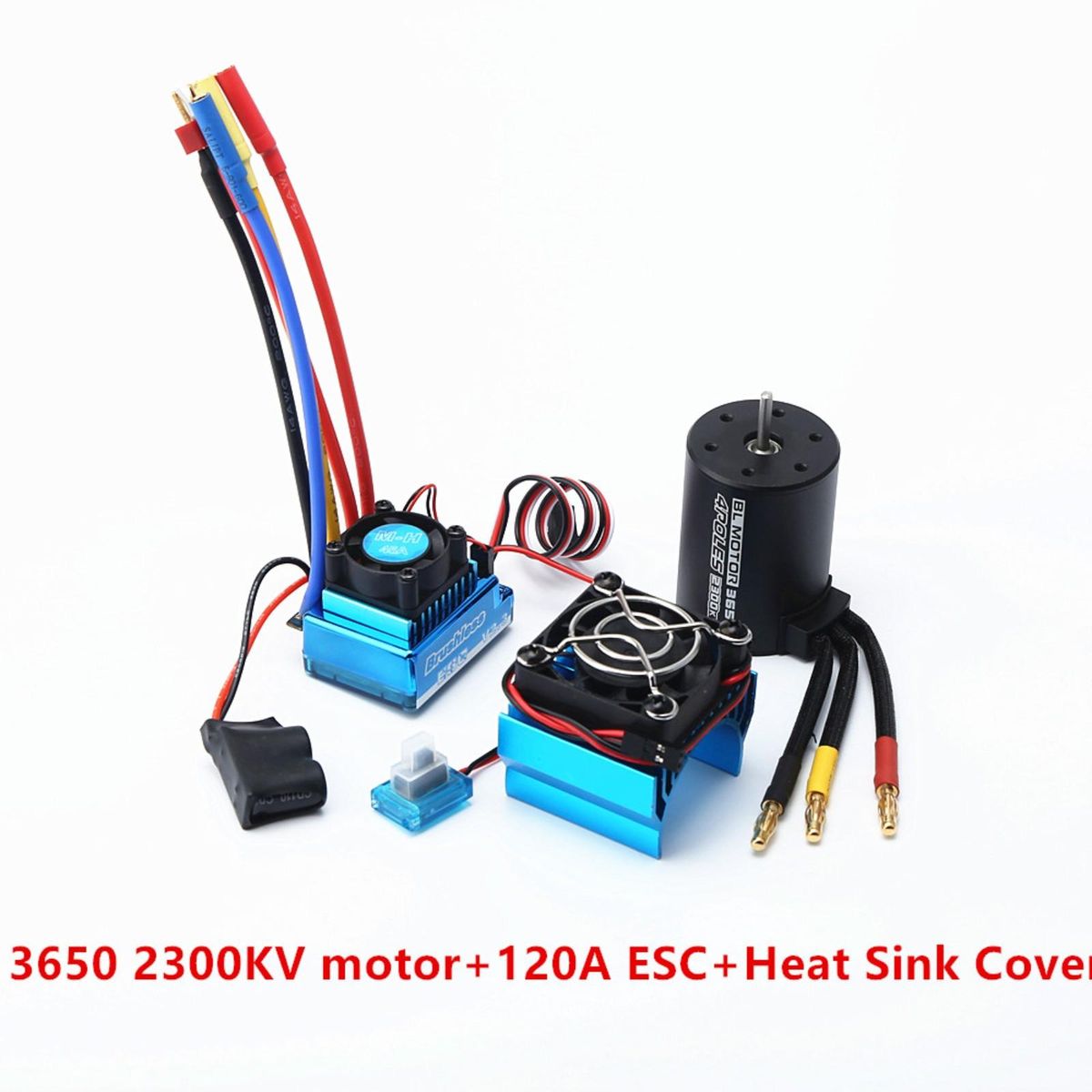 3650 2300KV Brushless Motor & with 120A ESC & Heat Sink Cover Combo Replacement for HSP HPI Wltoys  1:8/1:10 Remote Control Car and Boat Part