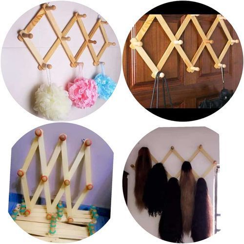 Collapsible Wooden Wall Bag Cloth Cap Wig Hair Sponge Hanger
