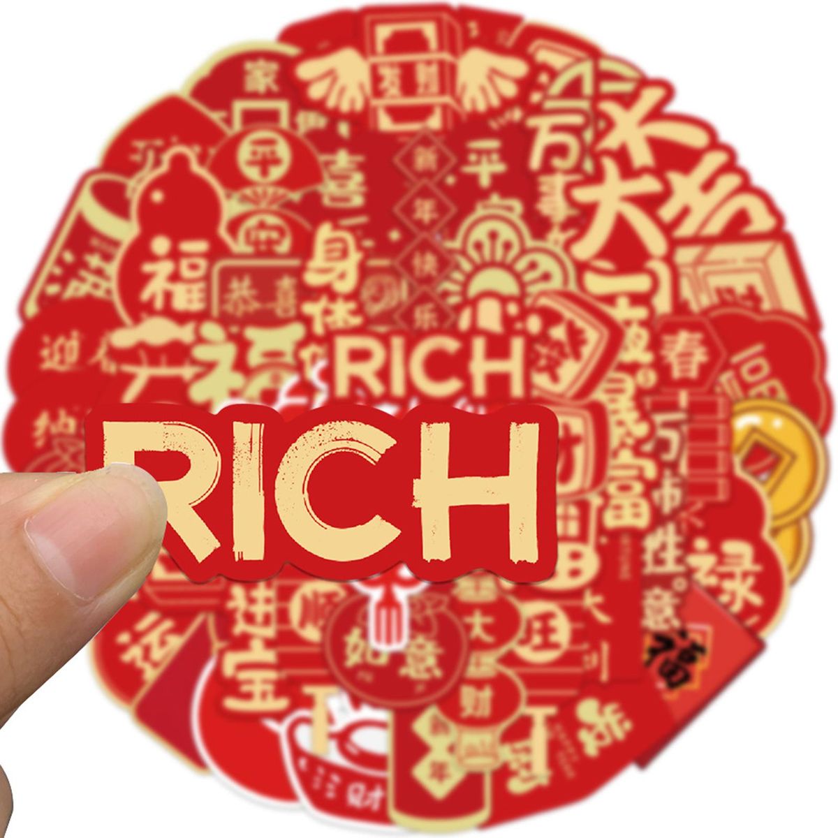 52Pcs Notebook Stickers Laptop Stationary Guitar Suitcase Car Stickers Red