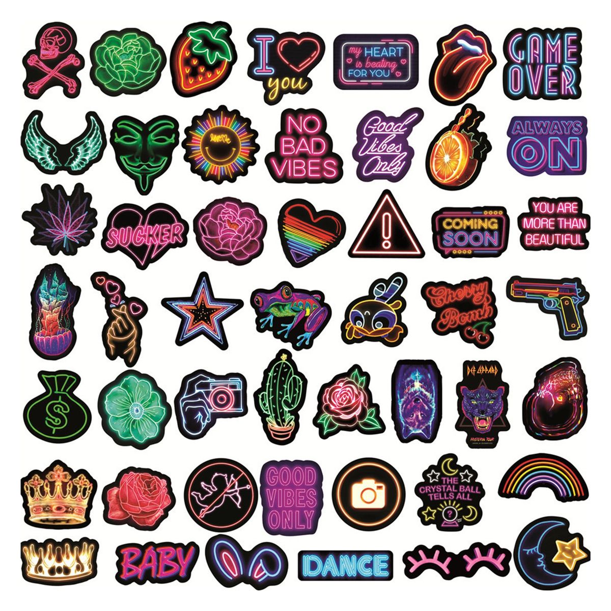 50PcsSet Neon Sign Decals Neon Decals Decorative Water A