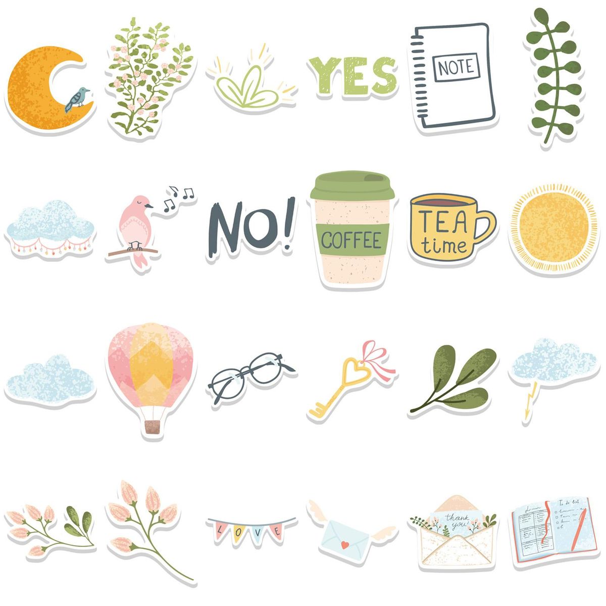 49Pcs Cartoon Stickers Cute Flower Animal Pattern Laptop Luggage Decals Multicolor
