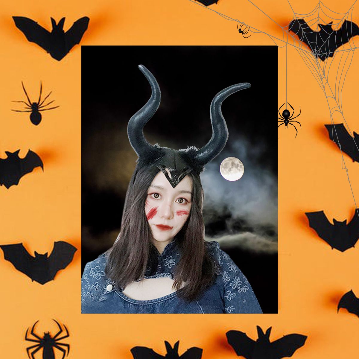 Halloween Black Long Horns Cosplay Costume Queen Horns Hat