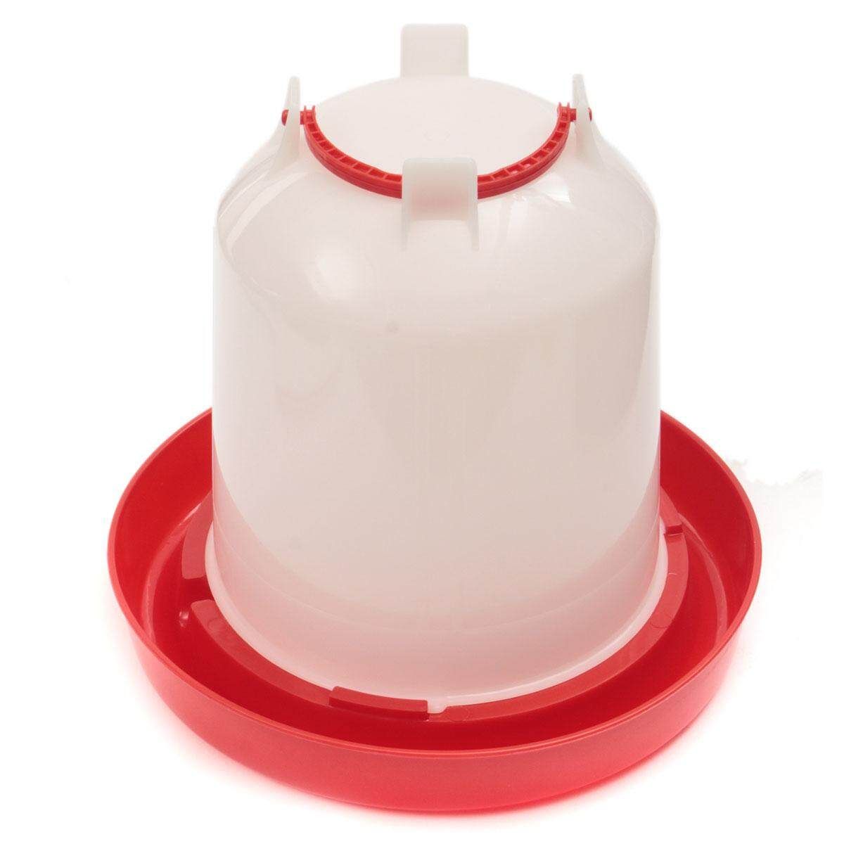 3 Liter Red Plastic Chicken Chicks Hen Poultry Feeder Drinker Waterer With Handle