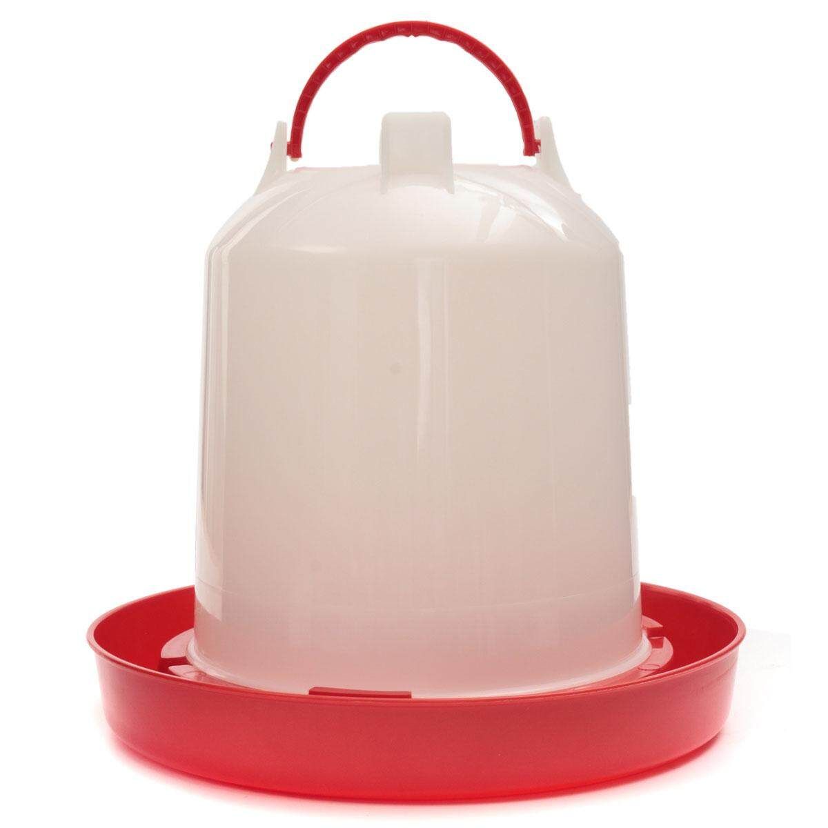 3 Liter Red Plastic Chicken Chicks Hen Poultry Feeder Drinker Waterer With Handle