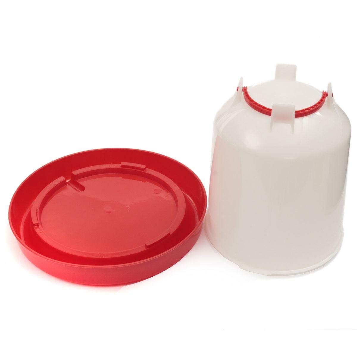 3 Liter Red Plastic Chicken Chicks Hen Poultry Feeder Drinker Waterer With Handle