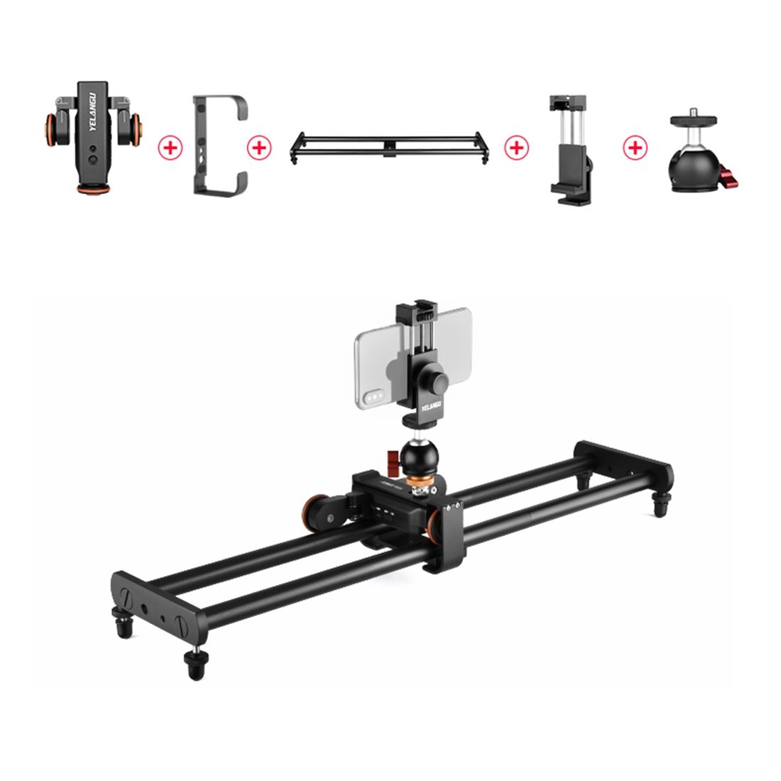 YELANGU 60cm Slide Rail Track + Dolly Car Kit
