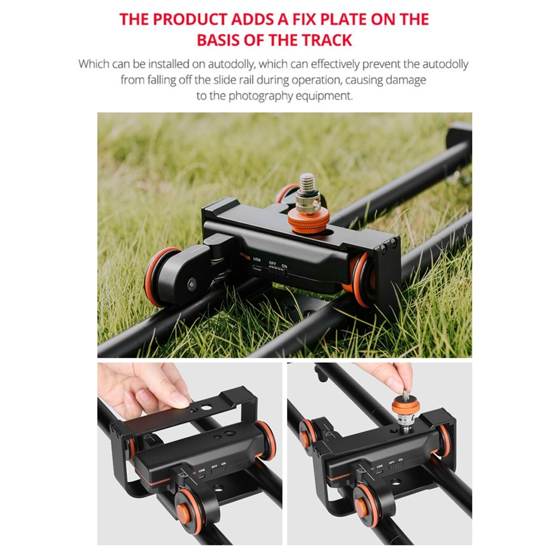 YELANGU 60cm Slide Rail Track + Dolly Car Kit