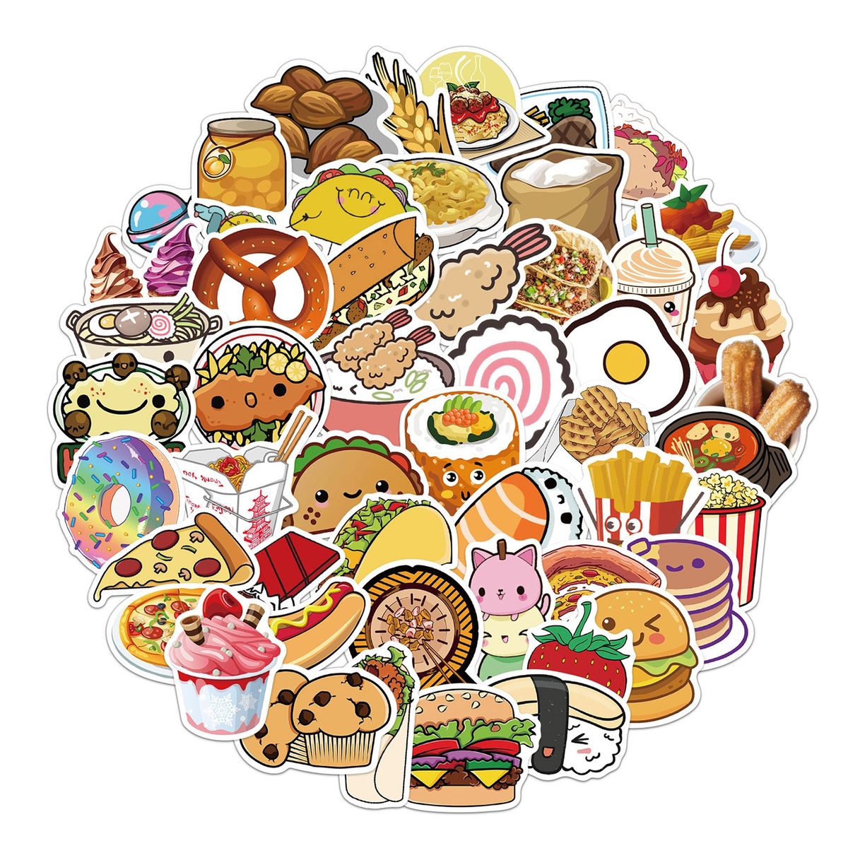 50PcsSet Laptop Stickers Cartoon Food Graffiti Decal F