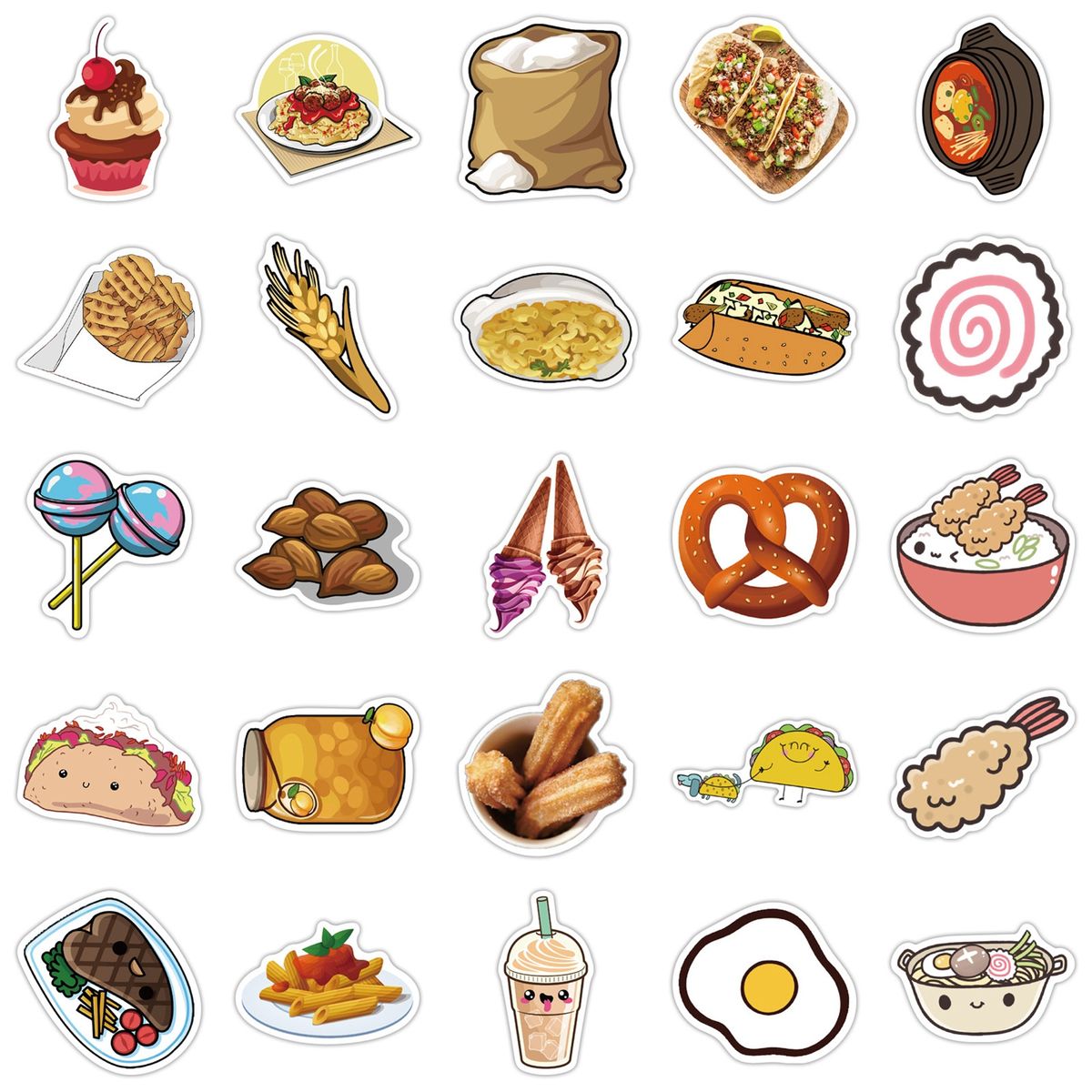 50PcsSet Laptop Stickers Cartoon Food Graffiti Decal F