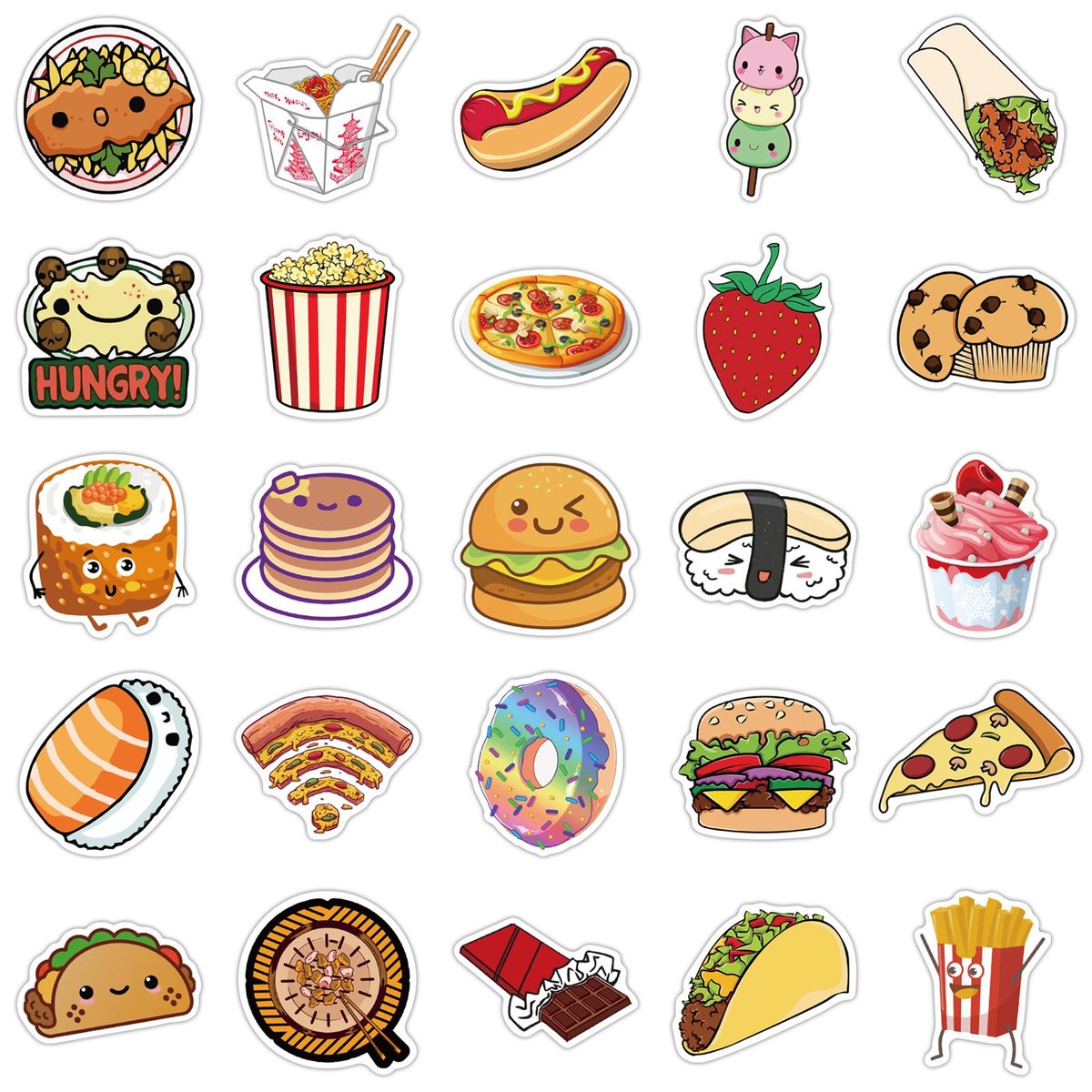 50PcsSet Laptop Stickers Cartoon Food Graffiti Decal F