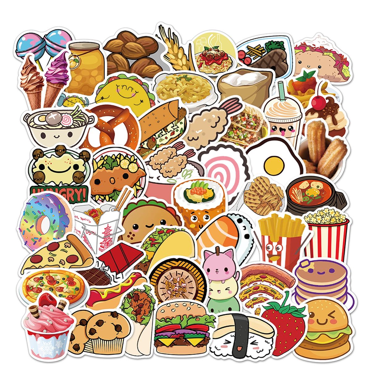 50PcsSet Laptop Stickers Cartoon Food Graffiti Decal F