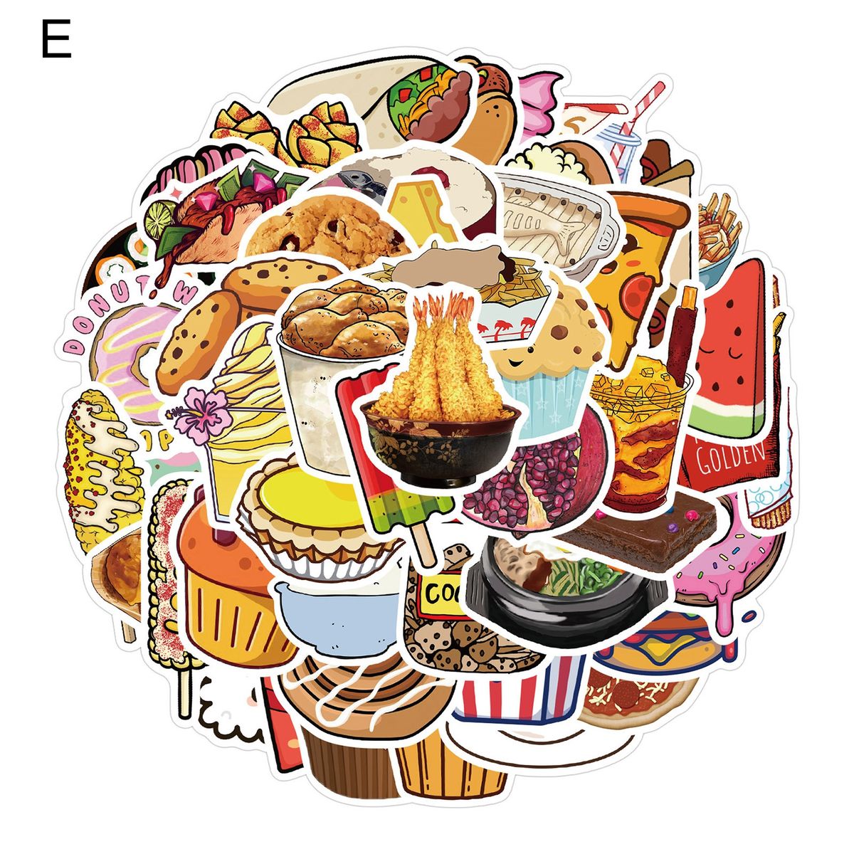 50PcsSet Laptop Stickers Cartoon Food Graffiti Decal E