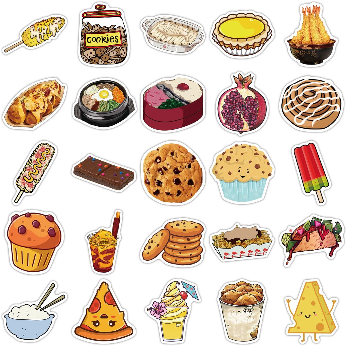 50PcsSet Laptop Stickers Cartoon Food Graffiti Decal E