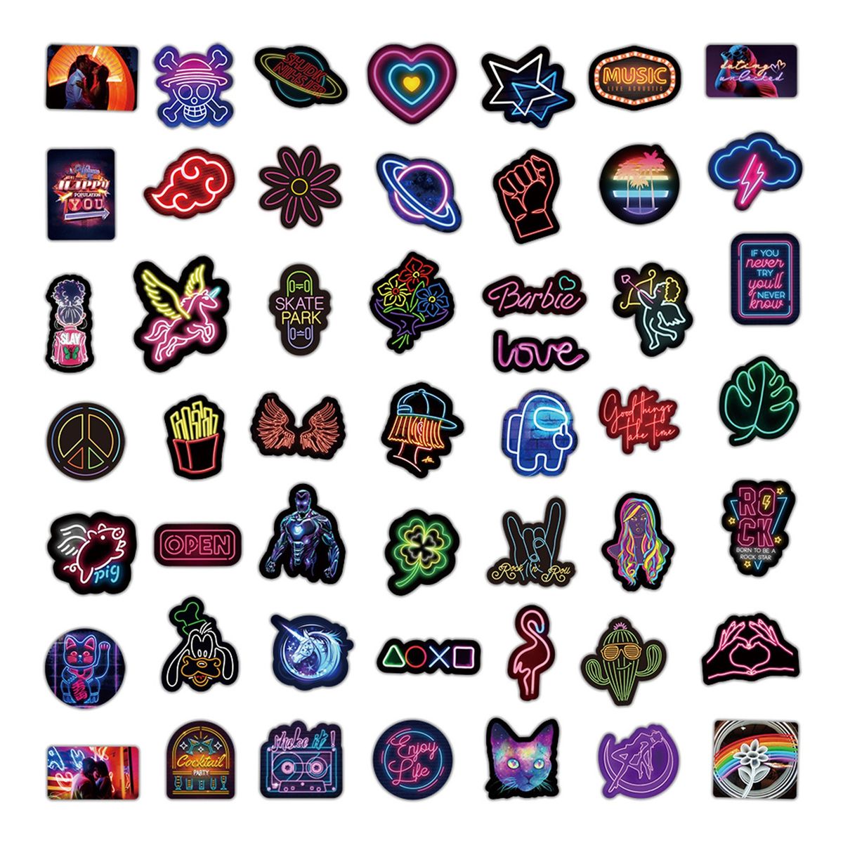 50PcsSet Laptop Stickers Water Cup Skateboard Decorative D