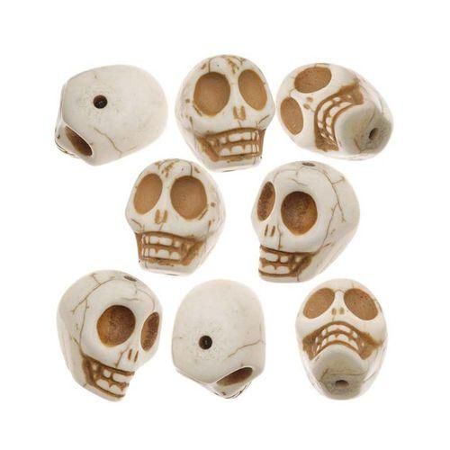 10pcs Ivory White Turquoise Gemstone Beads Carved Skulls