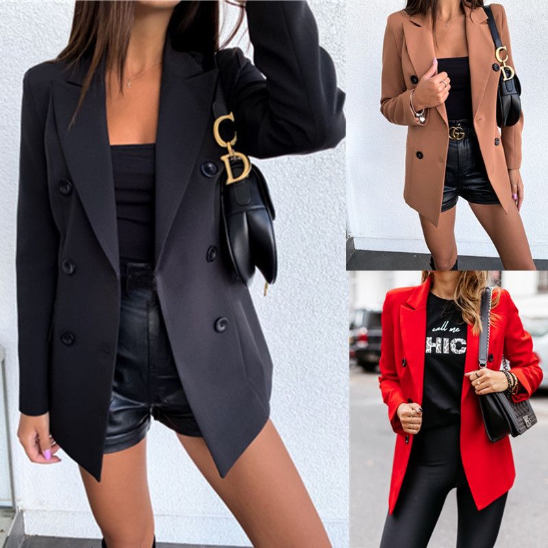 Women Solid Blazers Casual Business Suit Outwear