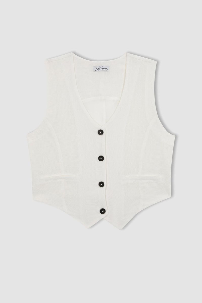 Woman Smart Casual Vest Sleeveless Vest - White