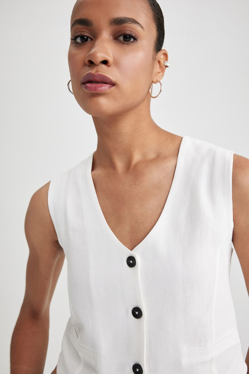 Woman Smart Casual Vest Sleeveless Vest - White