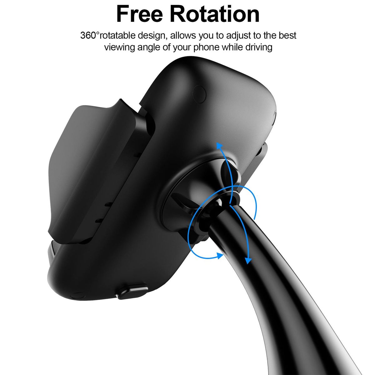 ellietech CS201 Wireless Car Charger Phone Holder 2 in 1 Fast Charging Vehicle Mount Charger Rotatable Design Plug & Play for Smartsphones