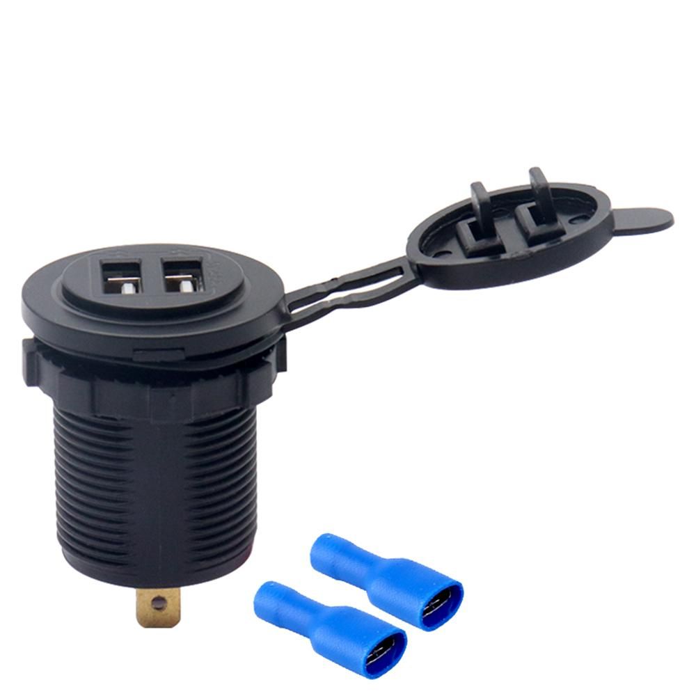 Dual USB Charger Socket Waterproof Power Outlet 4.8A/5V LED Indicator for 12/24V Car RV Boat ATV Marine Motorcycle