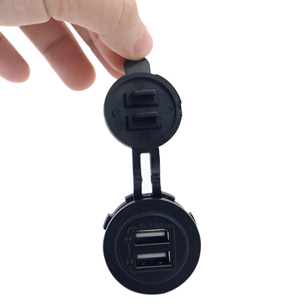 Dual USB Charger Socket Waterproof Power Outlet 4.8A/5V LED Indicator for 12/24V Car RV Boat ATV Marine Motorcycle
