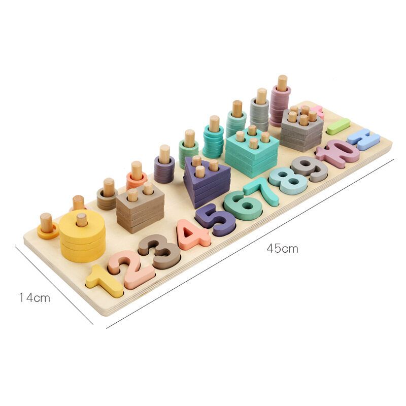 Children Wooden Toys Montessori Materials Teaching Count Numbers Matching Digital Shape Match Early Education Kids Math Toys