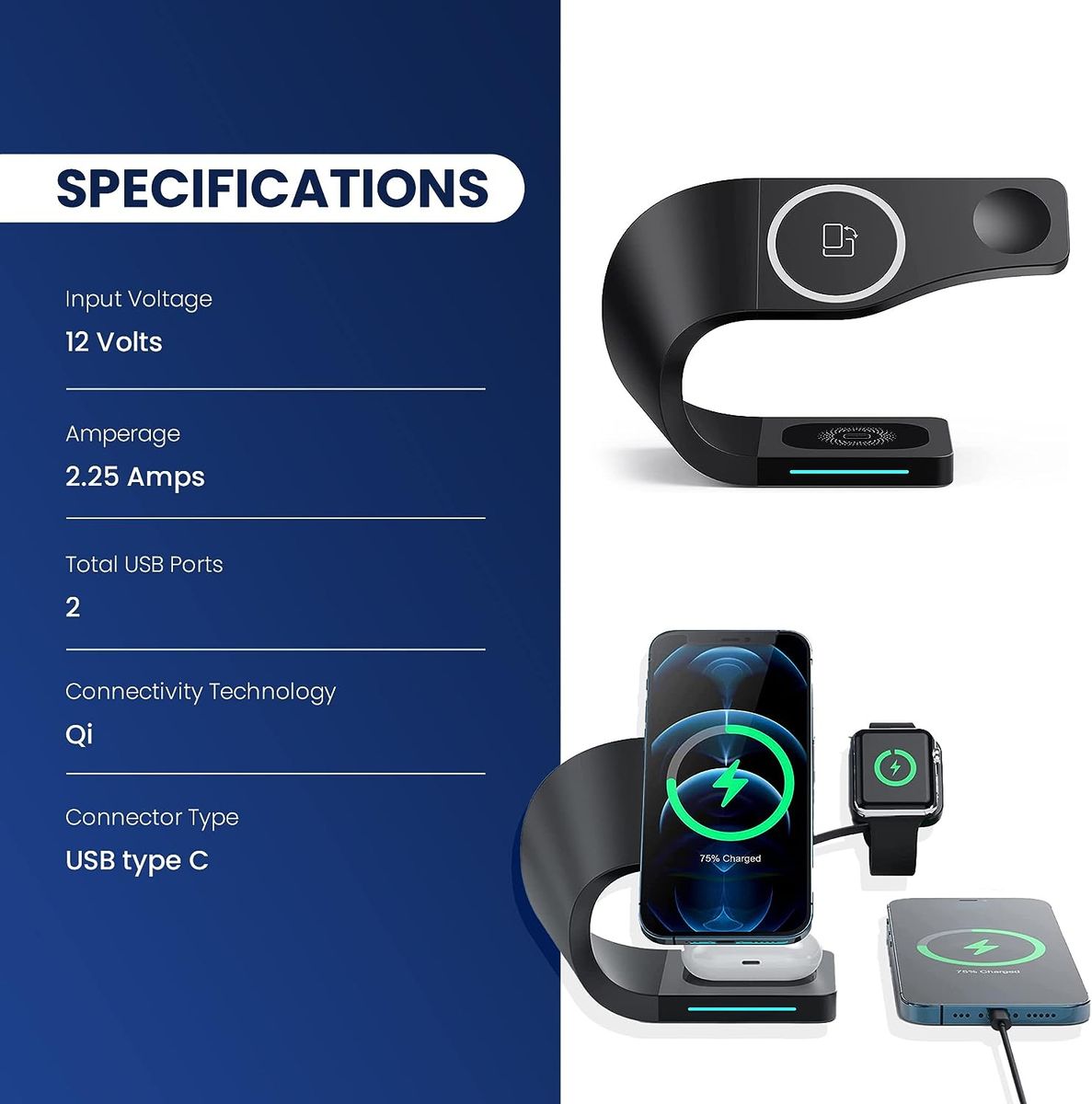 Wireless Charger For Phones Apple Watch & AirPods