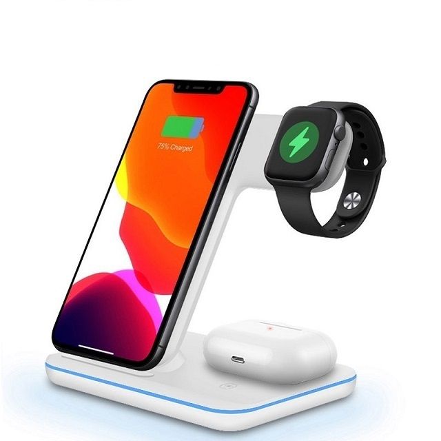 (Type 01 White)15W 3 In 1 Qi Fast Wireless Charger Pad Dock Station For IPhone 13 12 11 Pro XS XR X 8 Apple Watch 6 5 4 3 2 AirPods Pro GRE