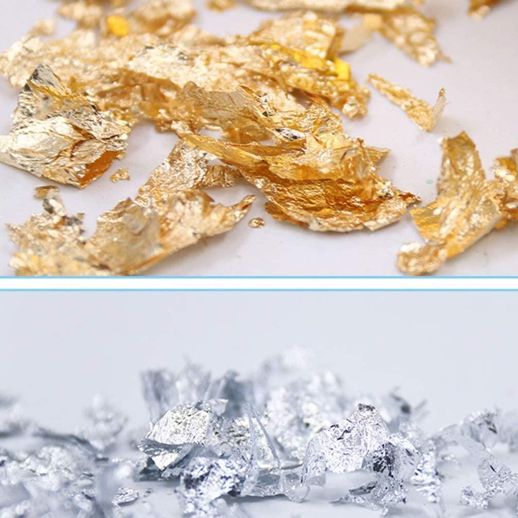 2Pcs Metallic Foil Paper Silver Gold Leaf Flakes for DIY