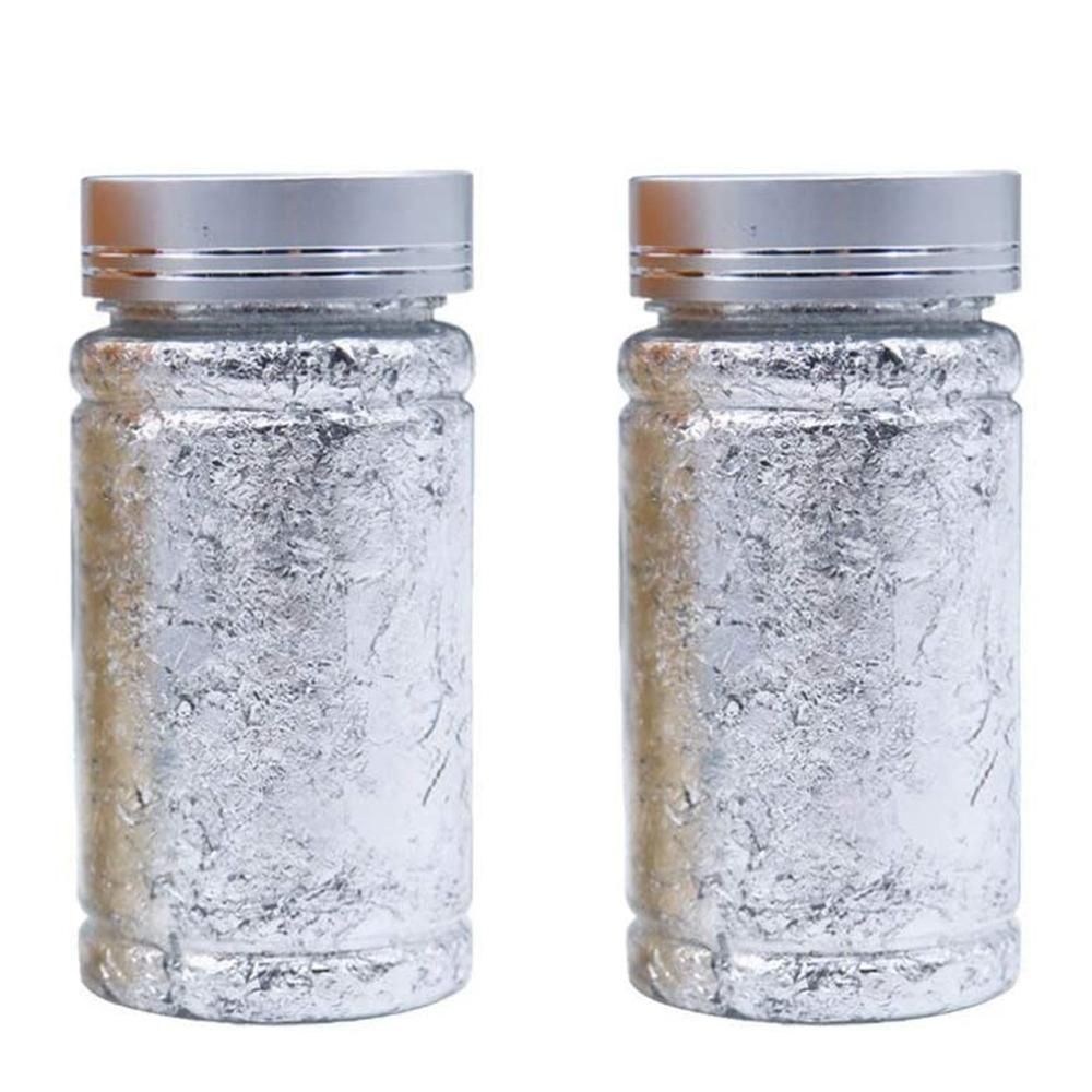 2Pcs Metallic Foil Paper Silver Gold Leaf Flakes for DIY
