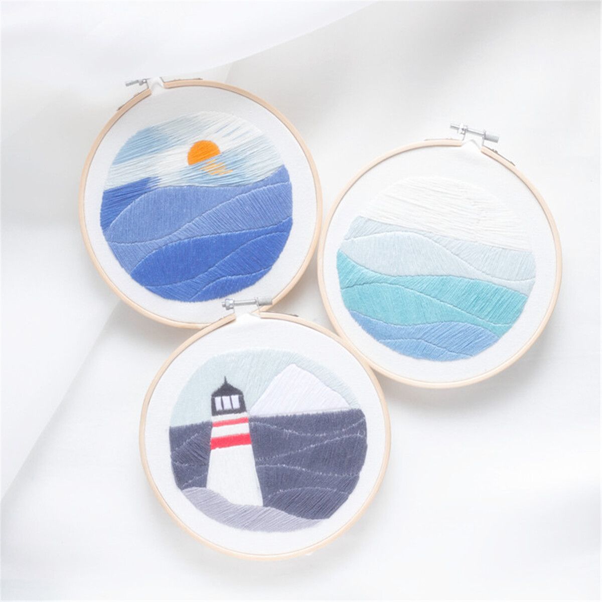 DIY Embroidery Starter Kit Sun Pattern Cross Stitch Needlework Without Hoop #3
