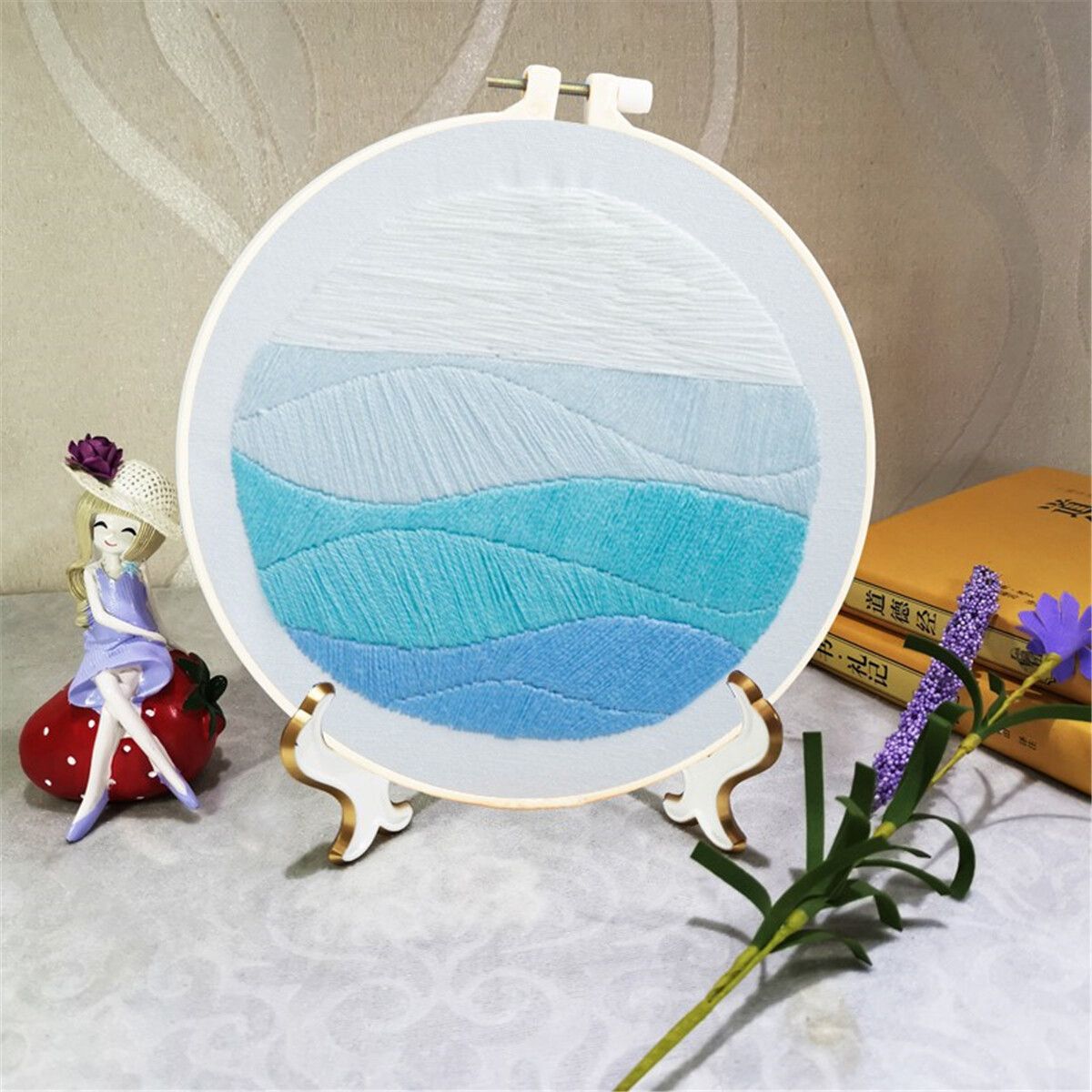 DIY Embroidery Starter Kit Sun Pattern Cross Stitch Needlework Without Hoop #3