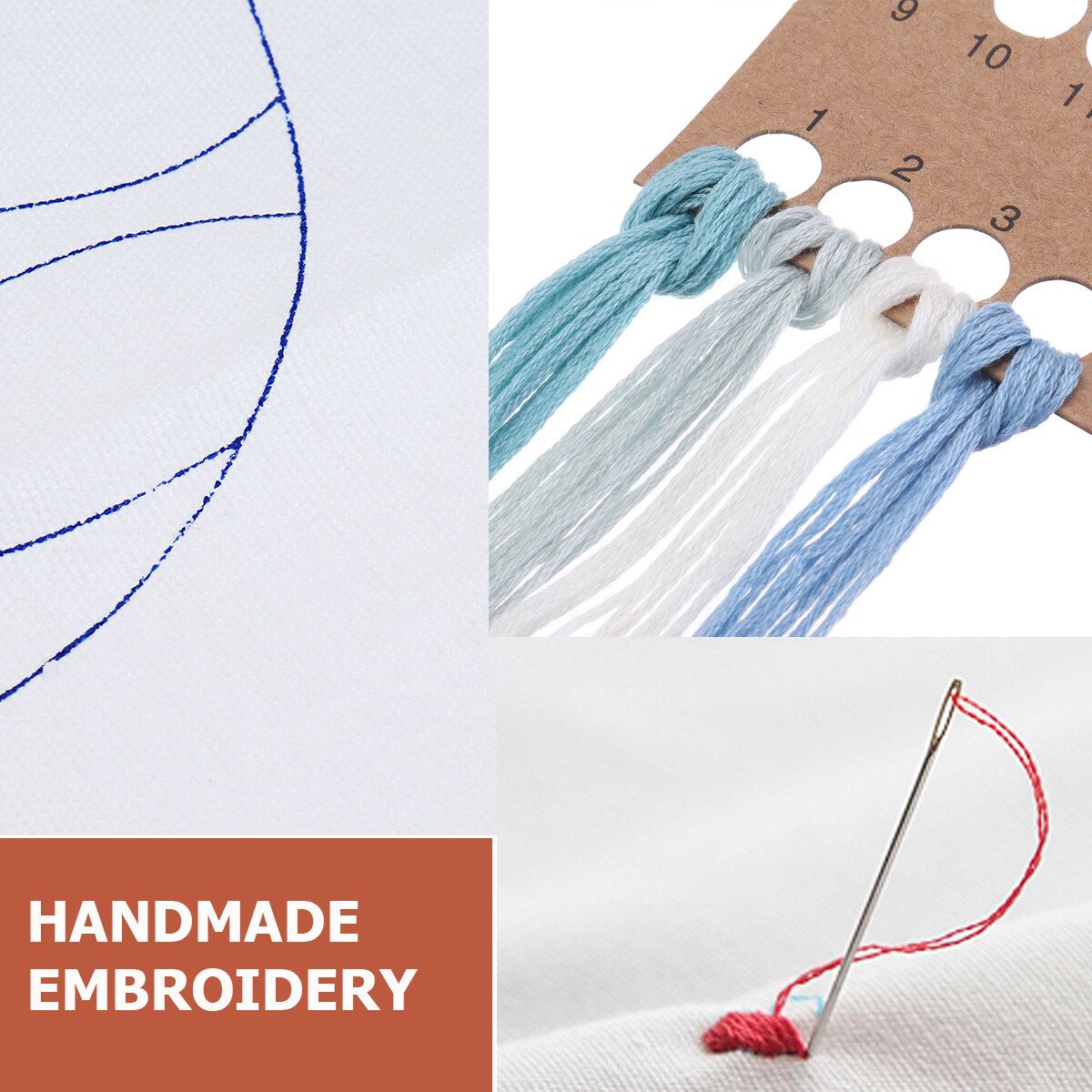 DIY Embroidery Starter Kit Sun Pattern Cross Stitch Needlework Without Hoop #3