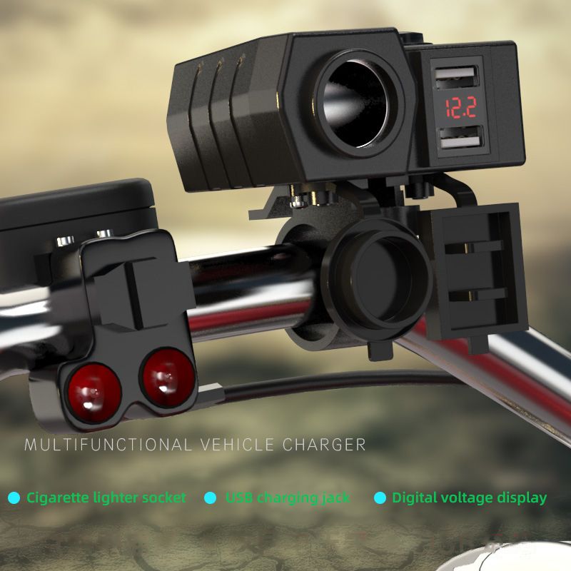 Dual USB Charger Socket Waterproof On Motorcycle Handlebar