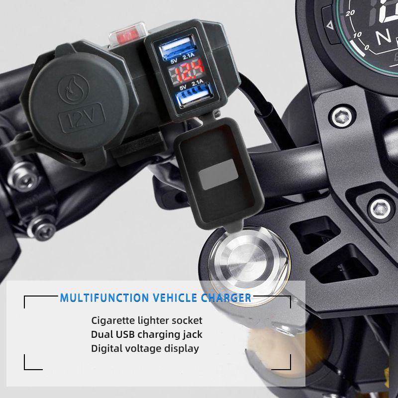Dual USB Charger Socket Waterproof On Motorcycle Handlebar