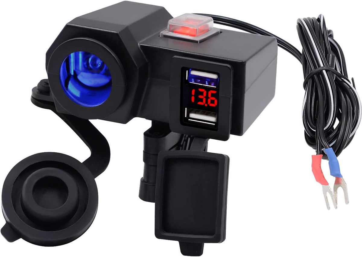 Dual USB Charger Socket Waterproof On Motorcycle Handlebar