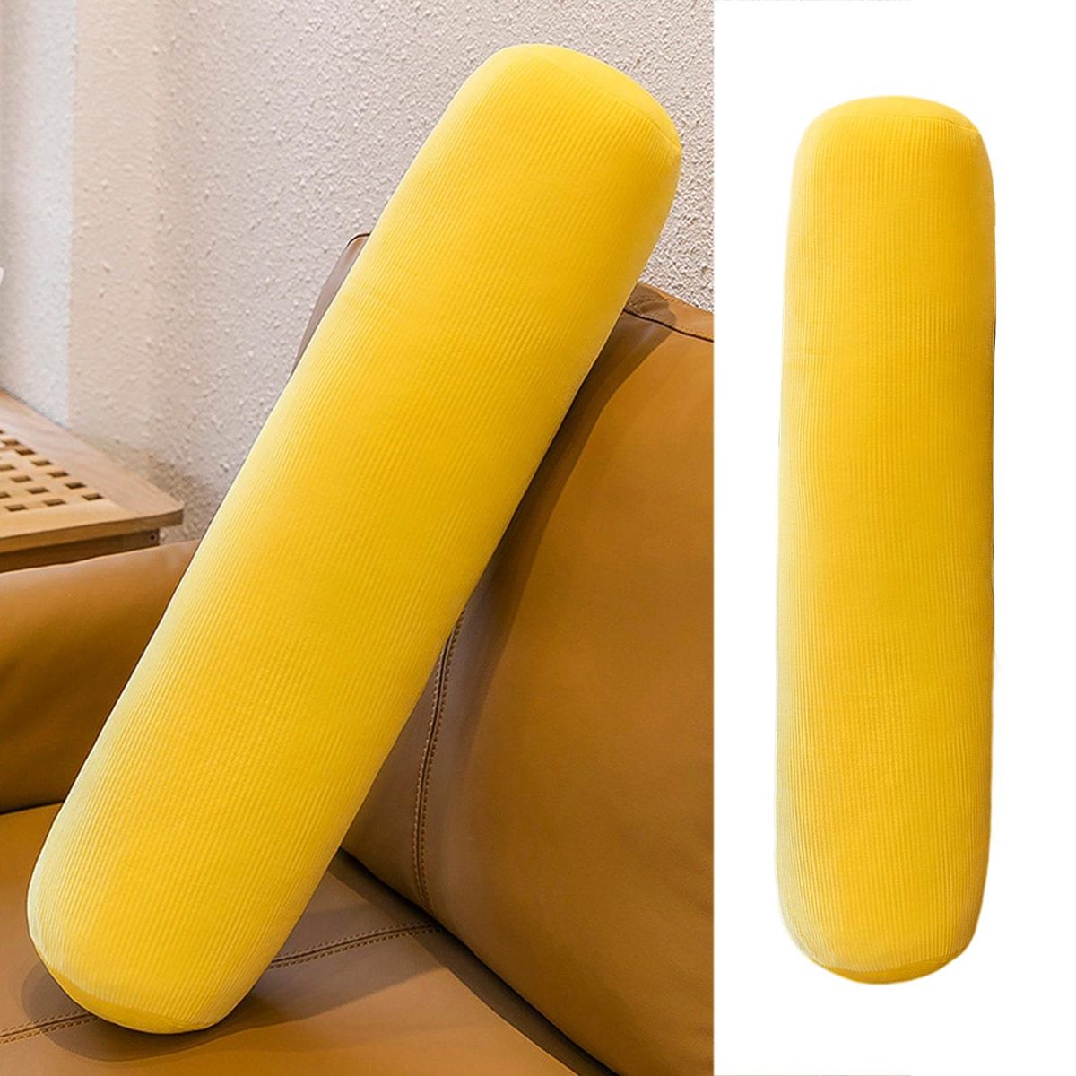 Sofa Plush Cushion Plush Cylindrical Throw Pillow Stuffed Toy Yellow