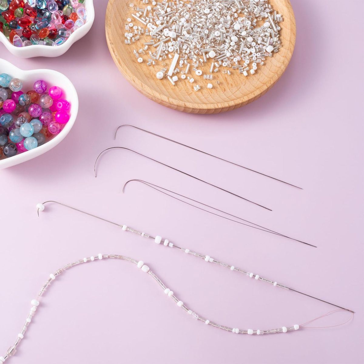 Easy Grip Beading Needles Curved Stainless Steel Beading for Diy