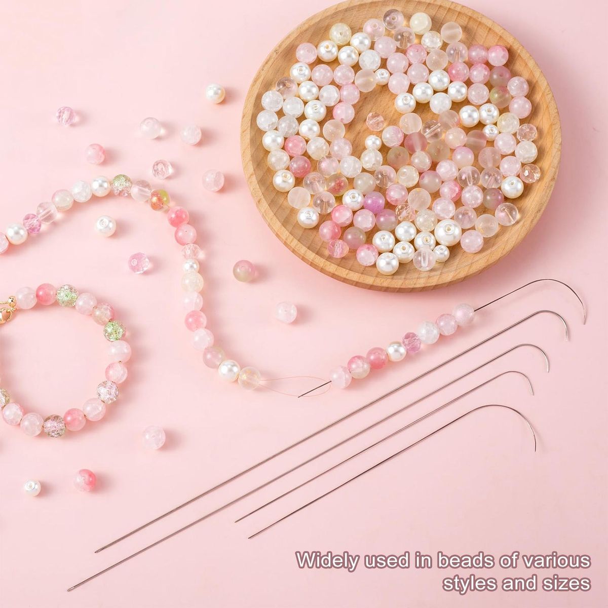 Easy Grip Beading Needles Curved Stainless Steel Beading for Diy