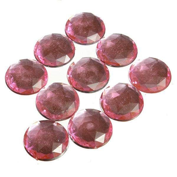 10X Large Plastic Flat Backed Half Round Crystal Gem Rhinestone Cabochon 18 25mm Light Pink 18mm Pink