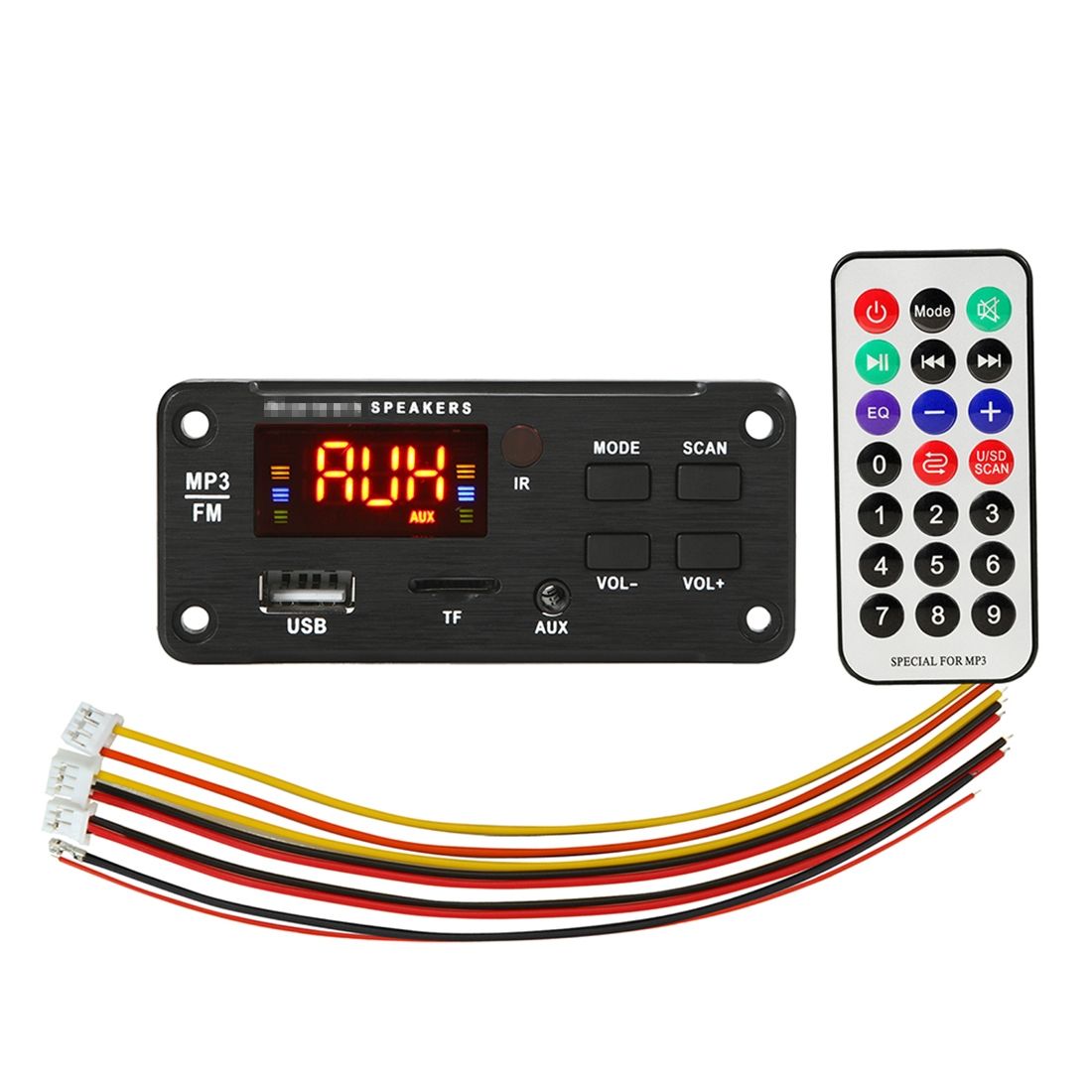 Car 5V Color Screen Display Bluetooth 5.0 Audio MP3 Player Decoder Board FM Radio TF Card USB 3.5mm AUX, With Remote Control