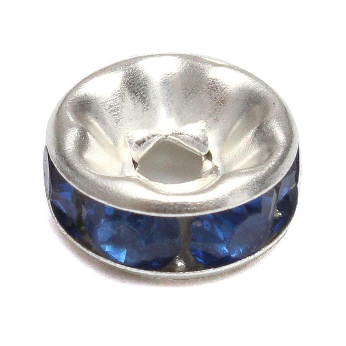 Details About 100pcs Czech Crystal Rhinestone Silver Rondelle Spacer Beads 6,8,10mm Royal Blue 6mm