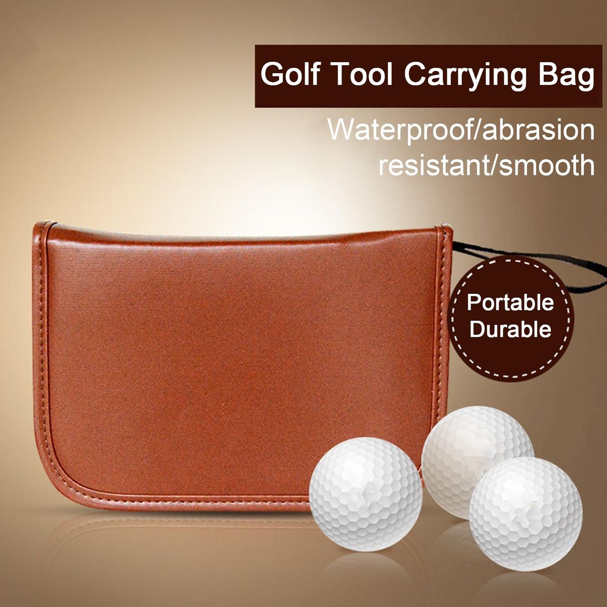 Golf Bag Golf Tool Bag Waterproof Portable Durable Carry Tees Balls Brown