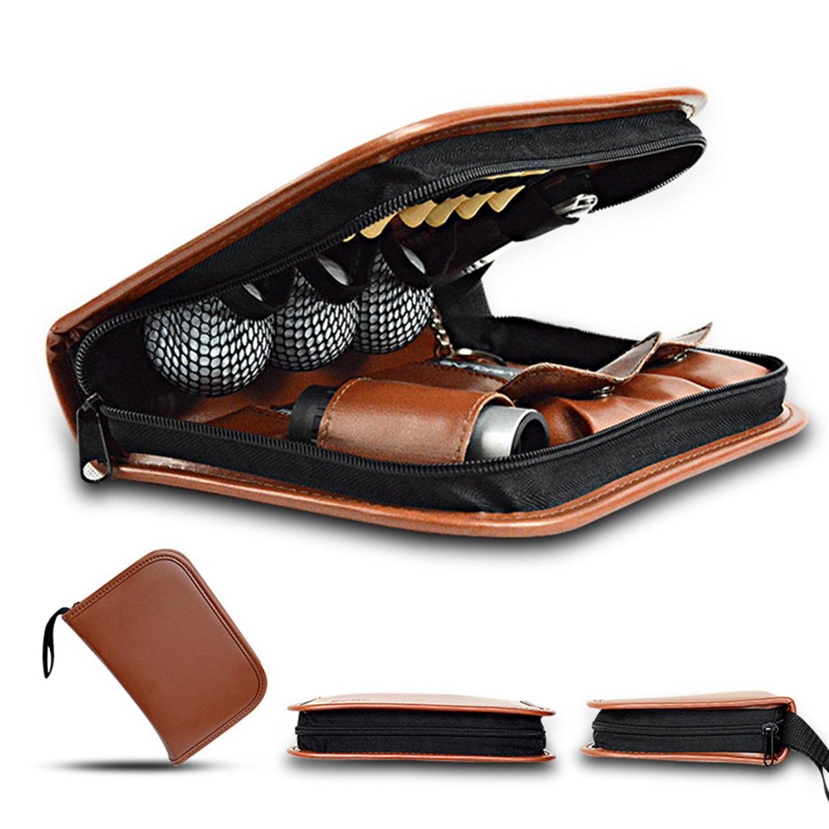 Golf Bag Golf Tool Bag Waterproof Portable Durable Carry Tees Balls Brown