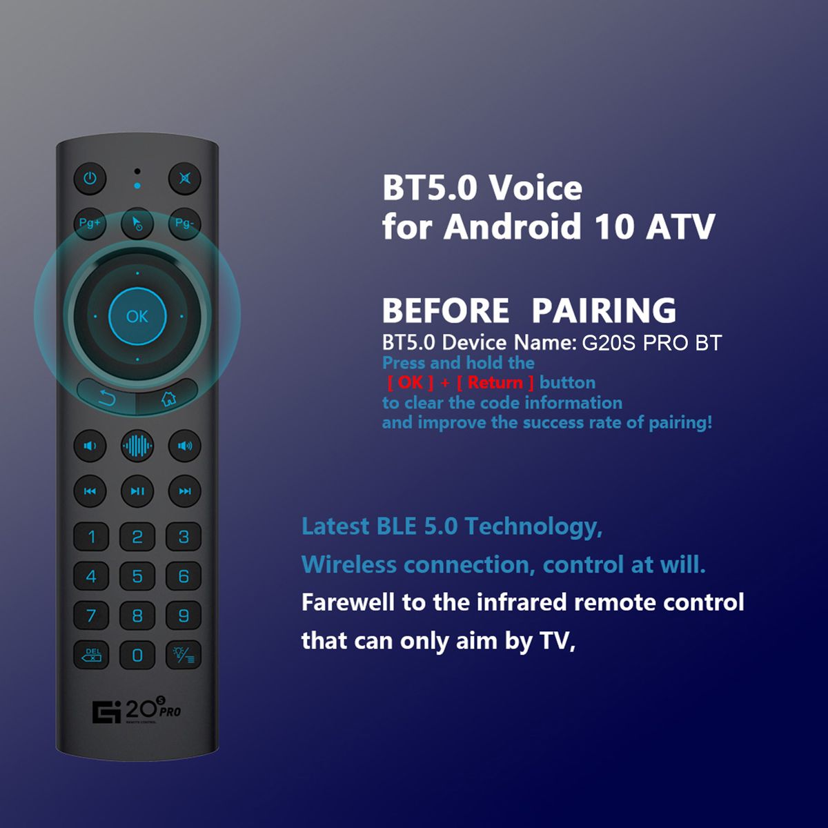 G20S PRO BT 2.4G   BT5.0 Dual Mode Wireless Air Mouse With